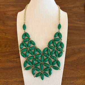 J.Crew | Beaded Bib Necklace | Green | 22” Adjustable